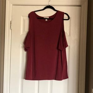Never worn! Maroon cold shoulder shirt. Forever 21